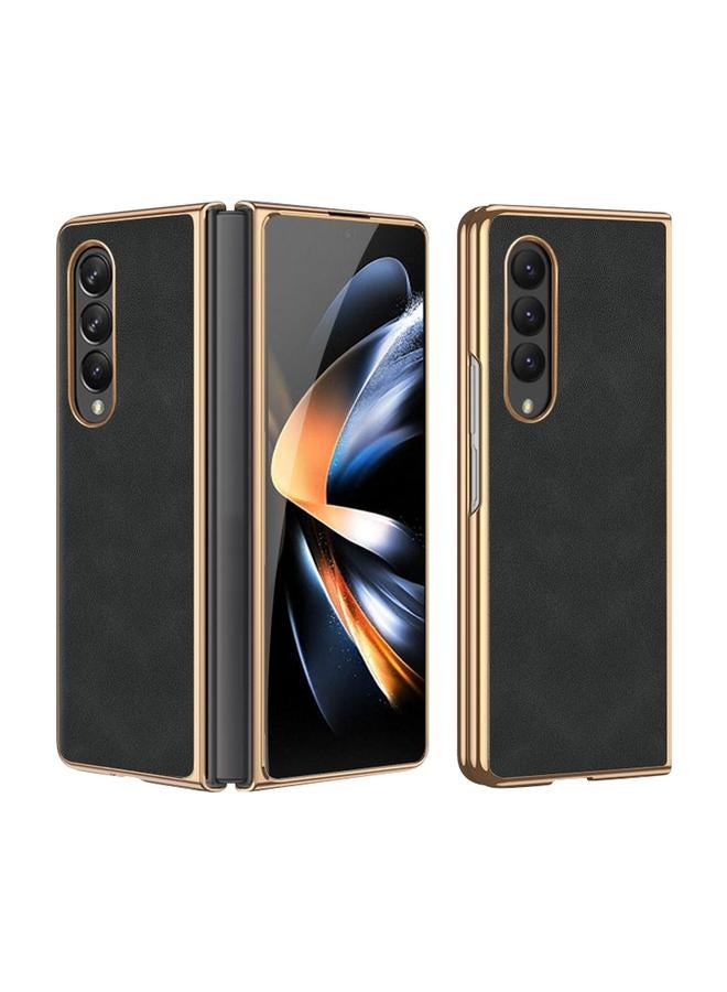 اس-توب جراب لهاتف Samsung Galaxy Z Fold4 مصنوع من جلد الحمل المطلي بالكهرباء - Image 1