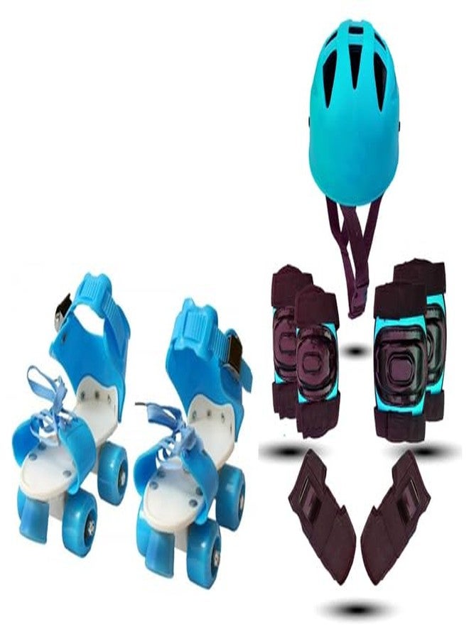 Protoner Kids Roller Skates Set with Helmet, Knee Pads, Elbow Pads and Wrist Guards (Blue) - Image 1