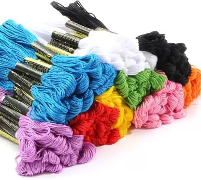Lucknow Crafts Lucknow Crafts Premium Hand Embroidery Cotton Thread Skeins for Craft Projects | Vardhman Rangoli Cross/Stitch Long Thread | Used for DIY Embroidery (20) 