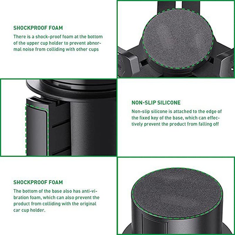 2-in-1 Car Cup Holder Expander Adapter Multifunctional Drinks Bottle Holder 360° Rotating Adjustable Base for Coffee Beverage Bottles Snack - Image 5