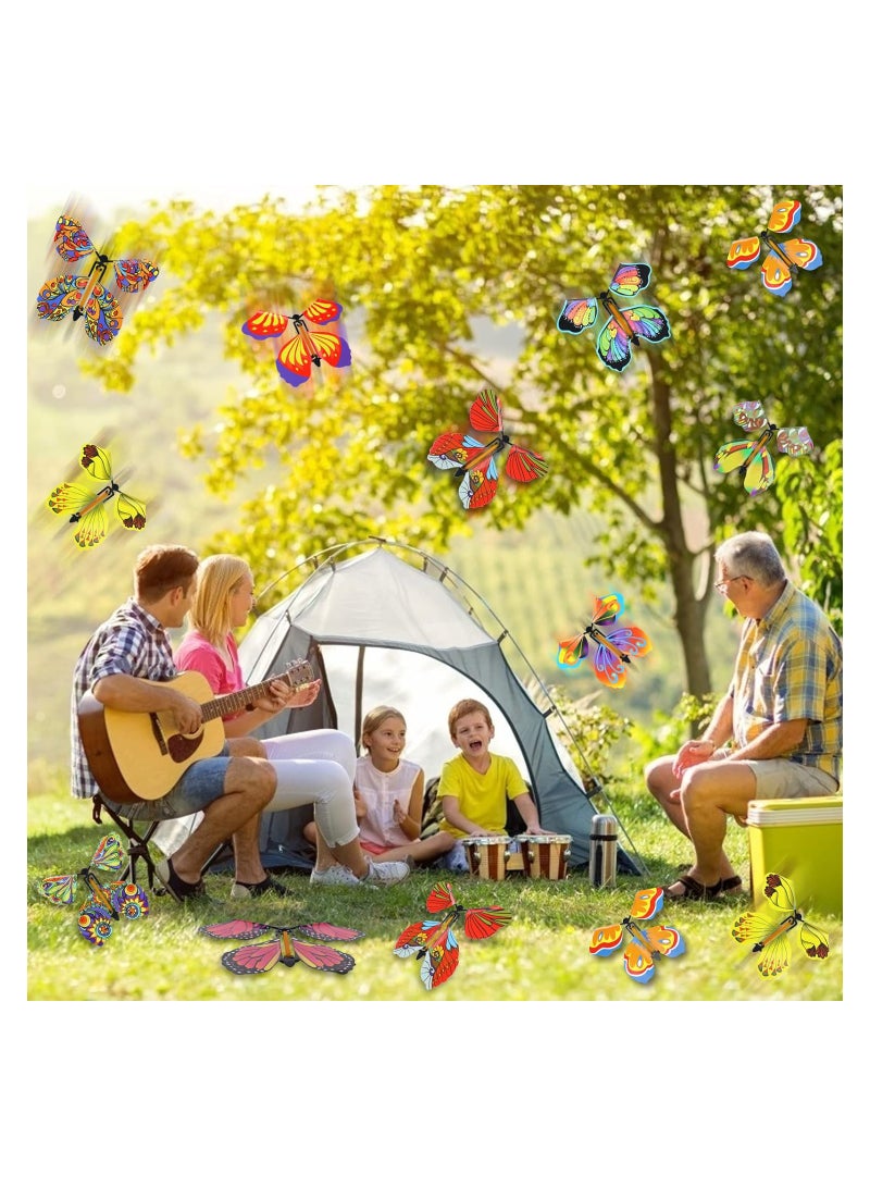 KASTWAVE 30pcs Magic Wind Up Flying Butterfly Magic Fairy Flying Butterfly Wind Up Butterfly in The Book Rubber Band Powered Magic Fairy Flying Toy Great Xmas Gifts Surprise Gift (Random Color) - Image 2