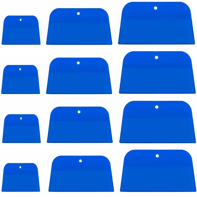Accfore Body Filler Spreaders12 Pcs 4 5 6 Inch Automotive Body Fillers Hard Plastic Spreaders Auto Body Spreader for Applying Fillers Putties Glazes Caulks and PaintBlue