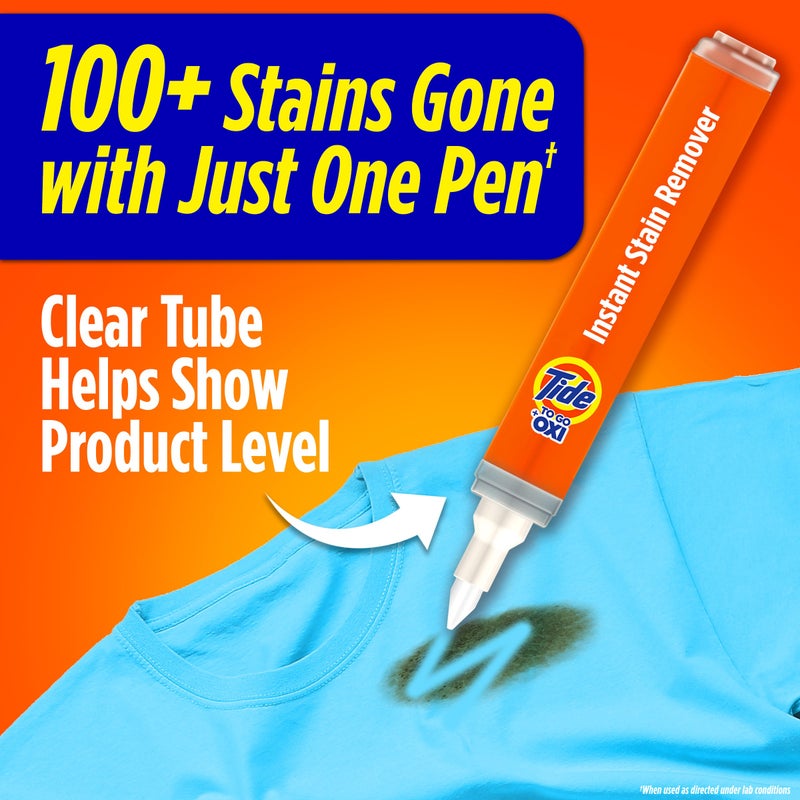 Tide Pen Stain Remover for Clothes, To Go Pen, Instant Stain Remover Pen & Spot Cleaner, Portable & Travel-Friendly, Works on Food & Drink Stains, Fits in Purses & Bags, 3 Count (Pack of 2) - Image 2