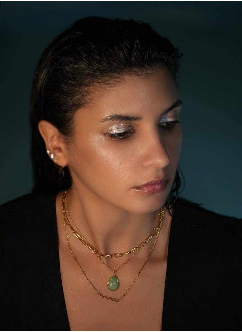 Clé de Lune - Vibrant Green Jade Natural Semi-Precious Gemstone Drop Pendant Necklace - Image 1