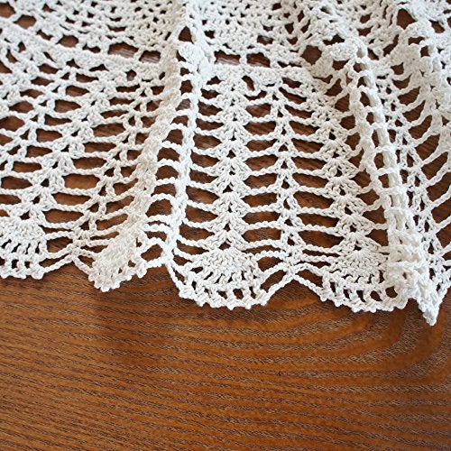 USTIDE Handmade Crochet Cotton Tablecloth Round Beige Crochet Tablecloths for Wedding 31 Inches - Image 3