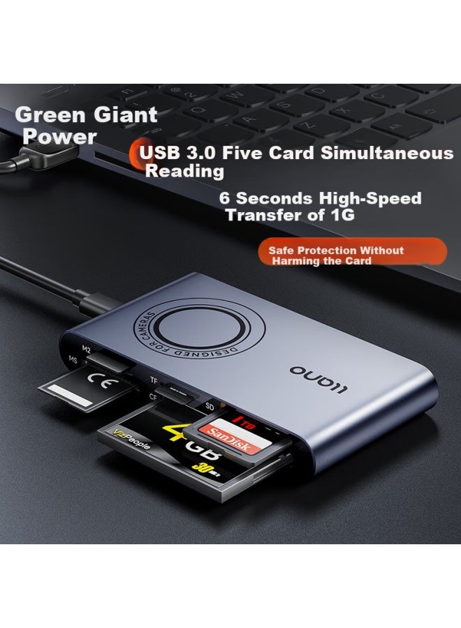 llano Usb3.0/type-c Card Reader Multi-function 5-in-1 Card Reader Supports Sd/tf/cf/ms/m2 For Dslr Cameras, Dash Cams, And Surveillance Memory Cards - Image 2