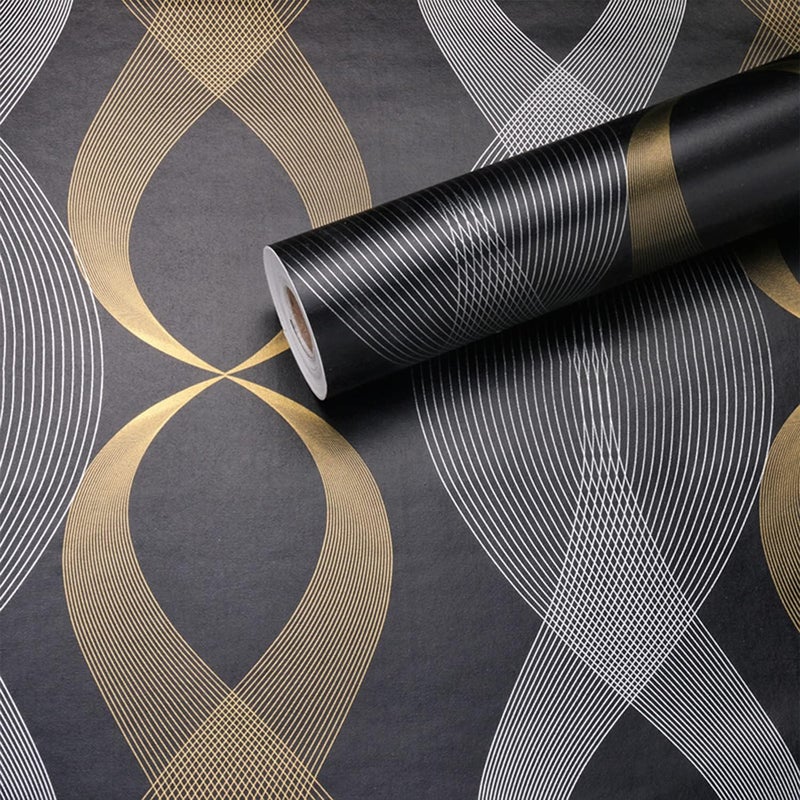 FOKRIM ورق حائط بلاك رويالز لاينر لملصق الحائط للمنزل والمكتب 45.5x305 سم ملصق ورق حائط قابل للإزالة ذاتي اللصق مقاوم للماء (عبوة من 1) - Image 1