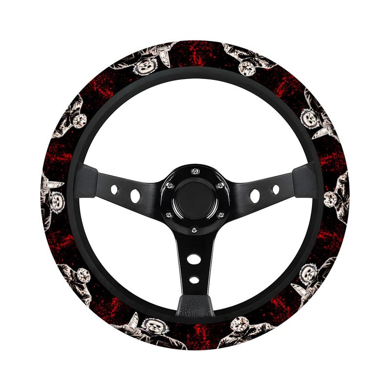 Genany Horror Movie Characters Steering Wheel Cover  Non-Slip Neoprene Car Steering Wheel Cover  Breathable Steering Wheel Covers  Sweat-Absorbing Car Accessories  Gifts For Women  Gifts For Men - Image 2