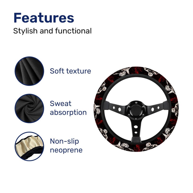 Genany Horror Movie Characters Steering Wheel Cover  Non-Slip Neoprene Car Steering Wheel Cover  Breathable Steering Wheel Covers  Sweat-Absorbing Car Accessories  Gifts For Women  Gifts For Men - Image 4