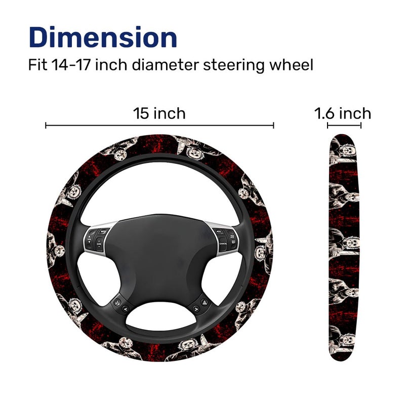 Genany Horror Movie Characters Steering Wheel Cover  Non-Slip Neoprene Car Steering Wheel Cover  Breathable Steering Wheel Covers  Sweat-Absorbing Car Accessories  Gifts For Women  Gifts For Men - Image 3