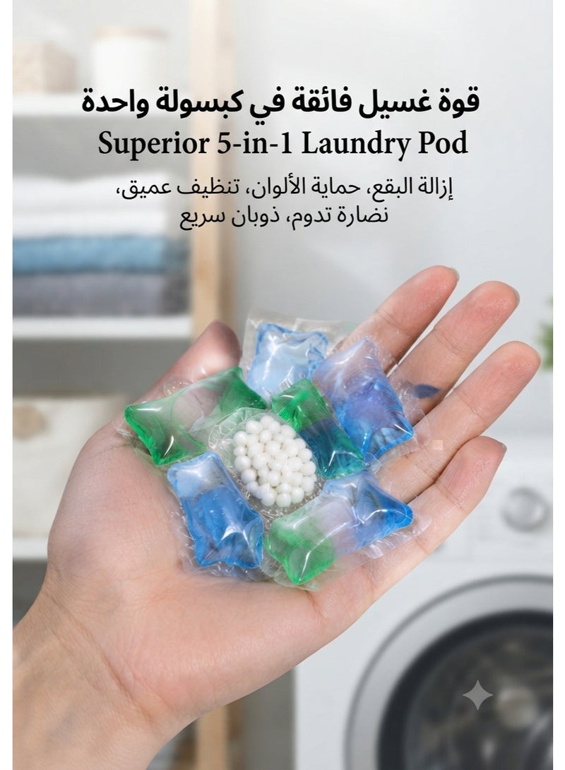 5-in-1 Concentrated Laundry Detergent Pods – Pack of 30 | Powerful Stain Remover | Deep Cleaning | Color Protection | Long-Lasting Fresh Fragrance | Dissolves Completely with No Residue - Image 3