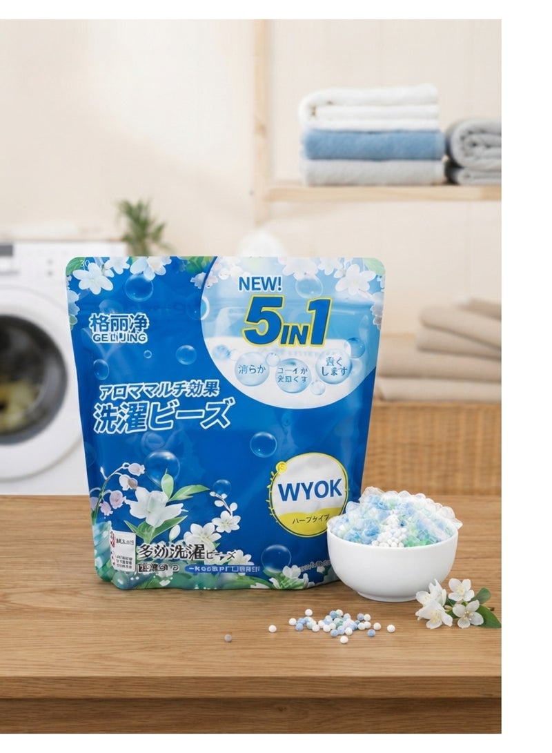 5-in-1 Concentrated Laundry Detergent Pods – Pack of 30 | Powerful Stain Remover | Deep Cleaning | Color Protection | Long-Lasting Fresh Fragrance | Dissolves Completely with No Residue - Image 1