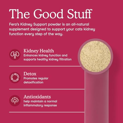 Fera Pets Cat Kidney Support Powder with Antioxidants & Probiotics - Enhances Renal Health & Function - Promotes Regular Detoxification - 60 Scoops - Image 2