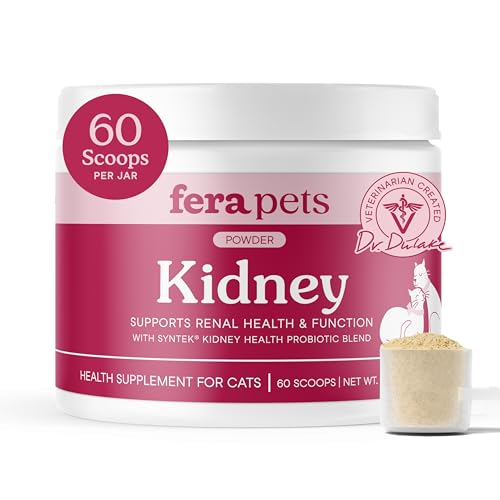 Fera Pets Cat Kidney Support Powder with Antioxidants & Probiotics - Enhances Renal Health & Function - Promotes Regular Detoxification - 60 Scoops - Image 1