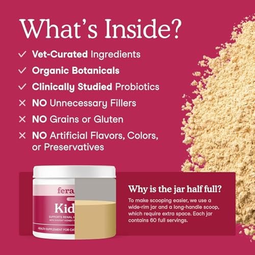 Fera Pets Cat Kidney Support Powder with Antioxidants & Probiotics - Enhances Renal Health & Function - Promotes Regular Detoxification - 60 Scoops - Image 3