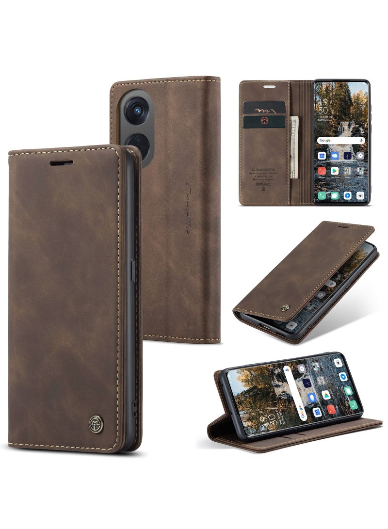 CaseMe Case Suitable for OPPO Reno 8T 5G PU Leather Case Hidden Bracket Magnetic Adsorption Flip Wallet Cover - Image 1