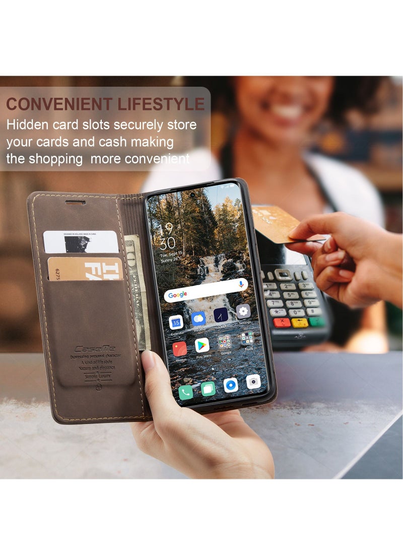 CaseMe Case Suitable for OPPO Reno 8T 5G PU Leather Case Hidden Bracket Magnetic Adsorption Flip Wallet Cover - Image 3