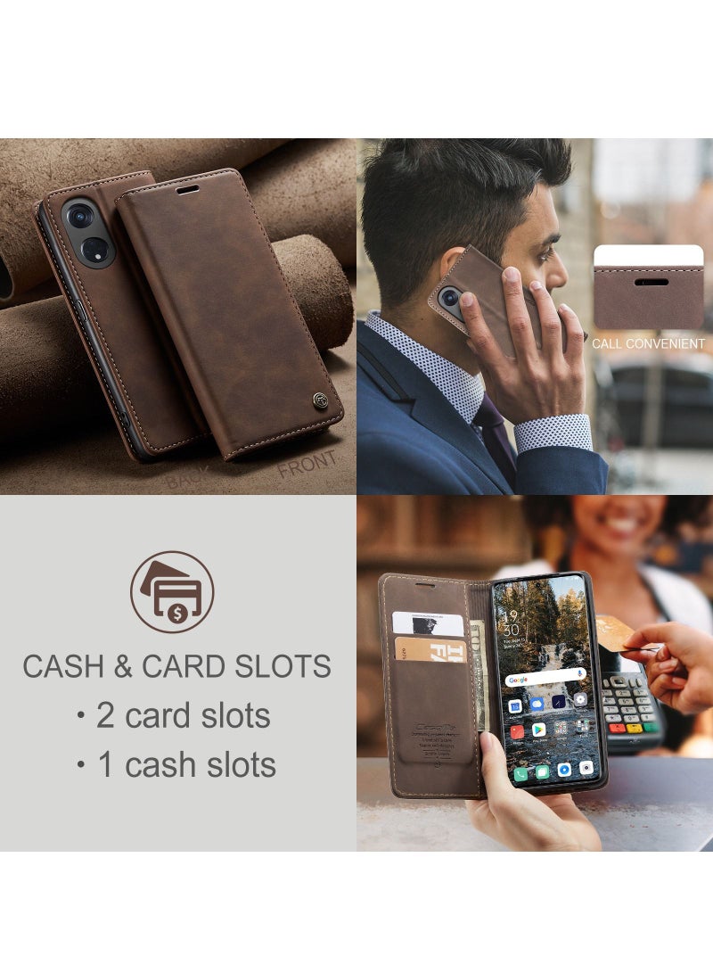 CaseMe Case Suitable for OPPO Reno 8T 5G PU Leather Case Hidden Bracket Magnetic Adsorption Flip Wallet Cover - Image 4