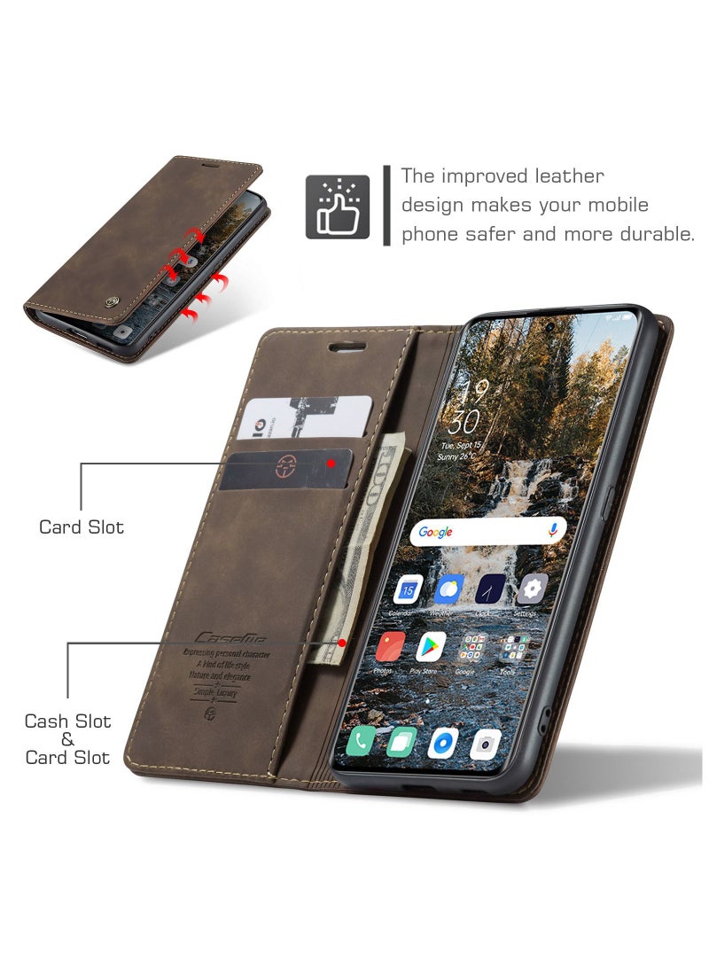 CaseMe Case Suitable for OPPO Reno 8T 5G PU Leather Case Hidden Bracket Magnetic Adsorption Flip Wallet Cover - Image 2