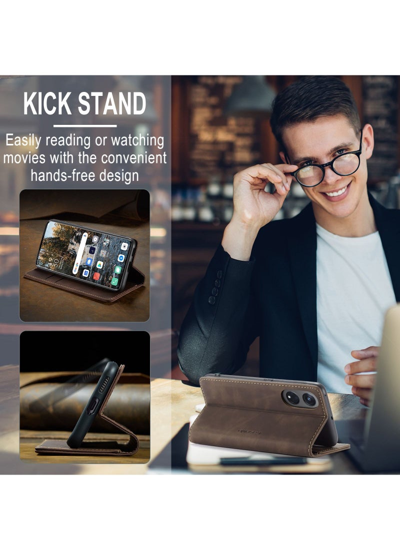 CaseMe Case Suitable for OPPO Reno 8T 5G PU Leather Case Hidden Bracket Magnetic Adsorption Flip Wallet Cover - Image 5