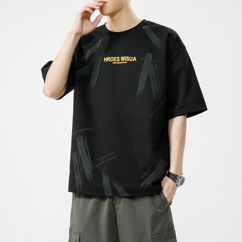 6886 Running Volume Special Loose Trend Letter Printing Round Neck Short Sleeve T-Shirt Trend - Image 4