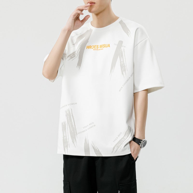 6886 Running Volume Special Loose Trend Letter Printing Round Neck Short Sleeve T-Shirt Trend - Image 2