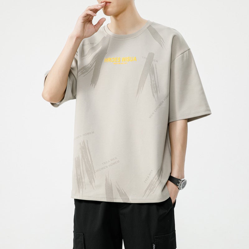 6886 Running Volume Special Loose Trend Letter Printing Round Neck Short Sleeve T-Shirt Trend - Image 5