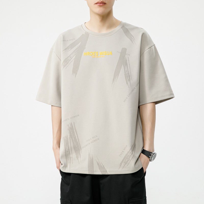 6886 Running Volume Special Loose Trend Letter Printing Round Neck Short Sleeve T-Shirt Trend - Image 1