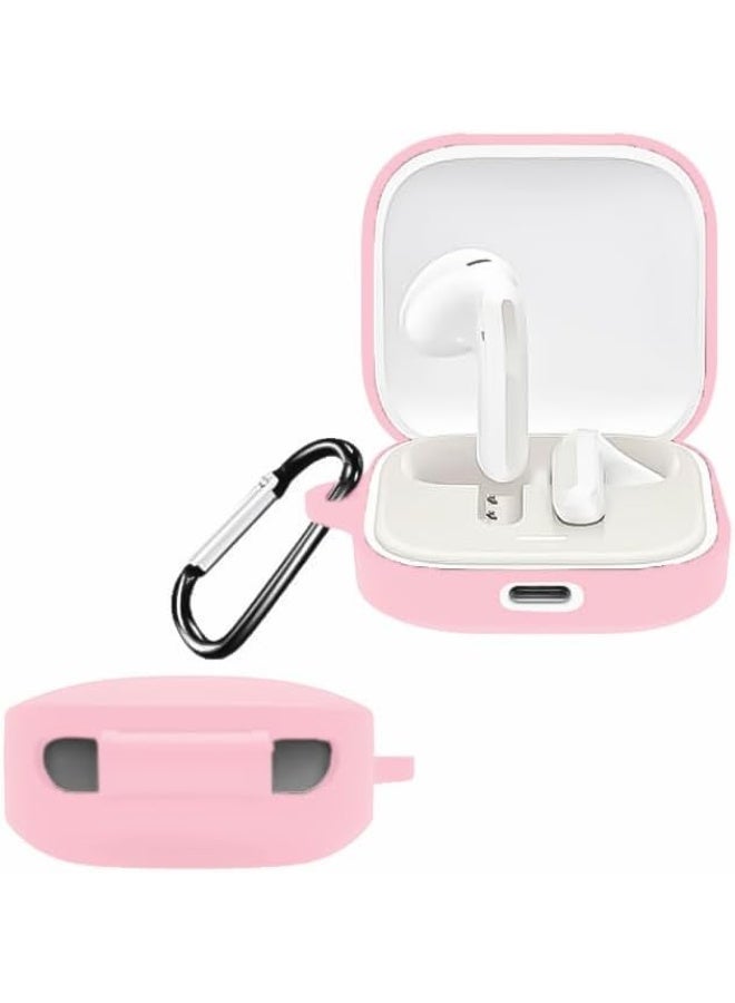 Silicone Cover Case Compatible with Redmi Buds 6 Active Portable Protective Case Cover With Keychain For Redmi Buds 6 Active (Pink)