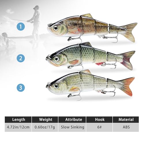 TRUSCEND Fishing Lures - Bass & Trout Swimbaits, Segmented Multi Jointed Swim Baits, Slow Sinking Swimming Lures for Freshwater & Saltwater Fishing Gear Kit - Image 3