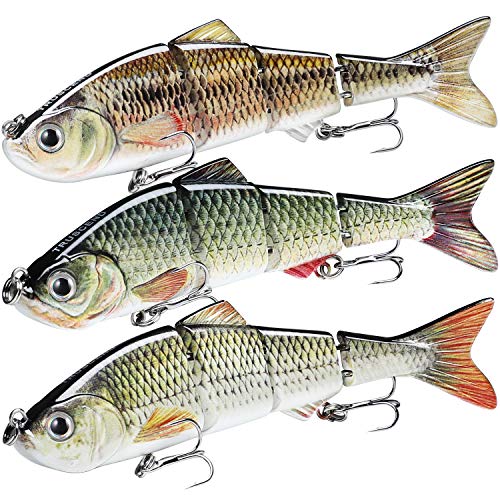 TRUSCEND Fishing Lures - Bass & Trout Swimbaits, Segmented Multi Jointed Swim Baits, Slow Sinking Swimming Lures for Freshwater & Saltwater Fishing Gear Kit - Image 1