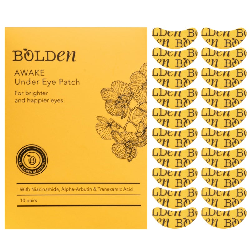 BOLDEN Awake Under Eye Patch | Eye Mask For Dark Circles, Puffiness & Discoloration | Brightening Eye Pads With Niacinamide, Alpha Arbutin, Tranexamic Acid & Vitamin C | 10 Pairs - Image 1