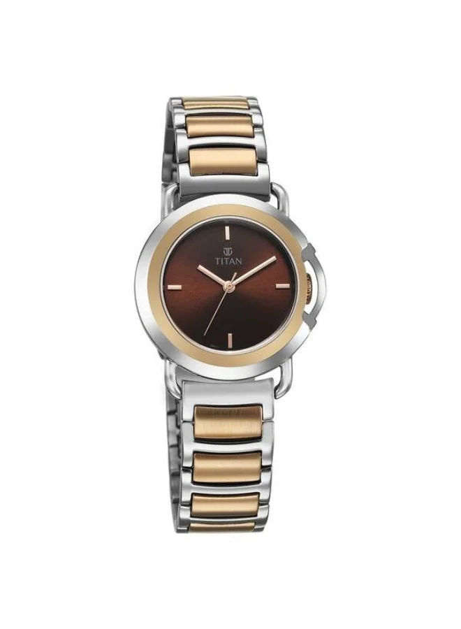 TITAN Workmode Quartz Analog Brown Dial Two Toned Rose Gold & Silver Stainless Steel Strap Watch for Women - 95324KM01