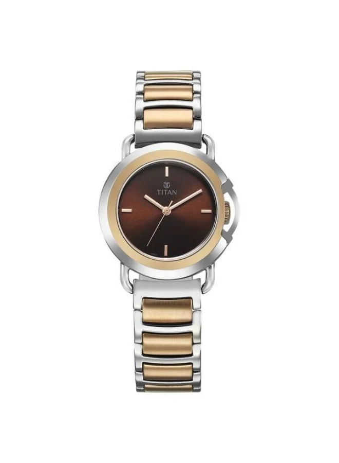 TITAN Workmode Quartz Analog Brown Dial Two Toned Rose Gold & Silver Stainless Steel Strap Watch for Women - 95324KM01