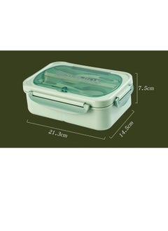 Generic Children's And Adults' Lunch Box With Spoon And Fork, 1.4L Leak Proof, 3 Compartments, Microwave, Dishwasher And Refrigerator, Green  - Image 5