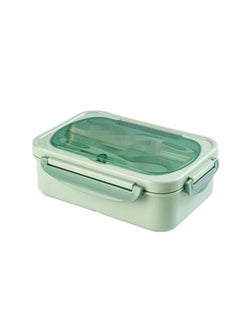 Generic Children's And Adults' Lunch Box With Spoon And Fork, 1.4L Leak Proof, 3 Compartments, Microwave, Dishwasher And Refrigerator, Green  - Image 2