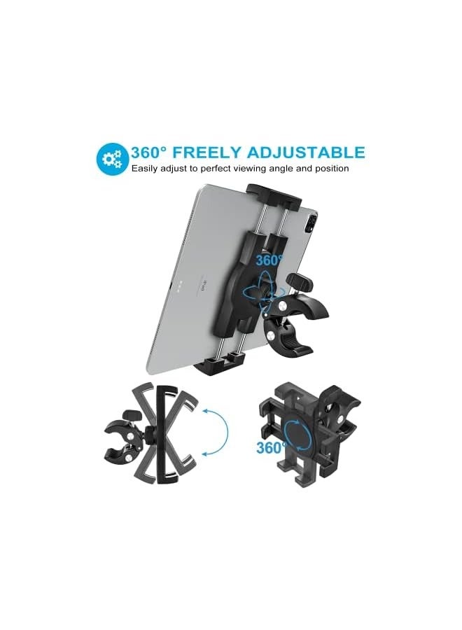erorex Bike Tablet Mount, Motorcycle Bicycle Tablet Holder Stand, Cycling Tablet Handlebar Clamp with 360 Rotation for iPad Pro/Air/Mini, iPhone, Samsung Galaxy Tab, More 4-11" Cell Phones and Tablets - Image 4