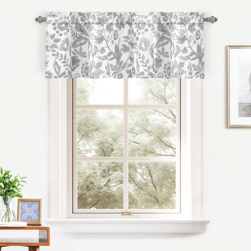 DriftAway Julia Lined Valance Double Layer Thermal Insulated Room Darkening Blackout Valances 3 Inch Rod Pocket Window Valance for Bathroom Living Room 52 Inch by 14 Inch Gray - Image 2