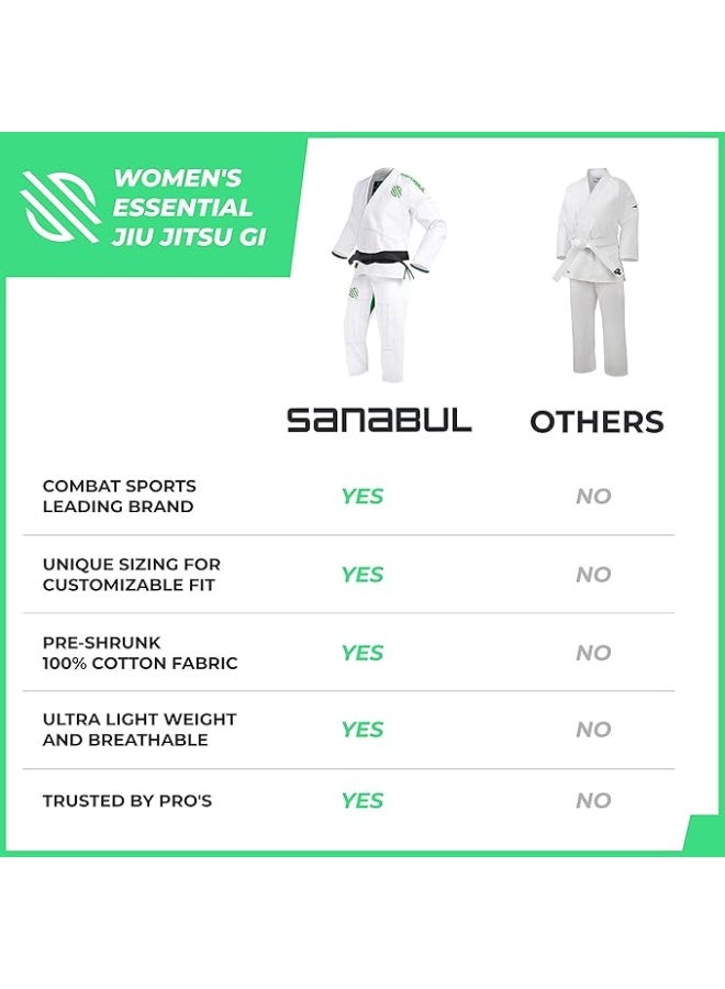 Sanabul Essential BJJ Gi for Women – Brazilian Jiu Jitsu Gi for Women with Preshrunk Lightweight Kimono Fabric – Comfortable Fit & Durable Training Gi, White - Image 5