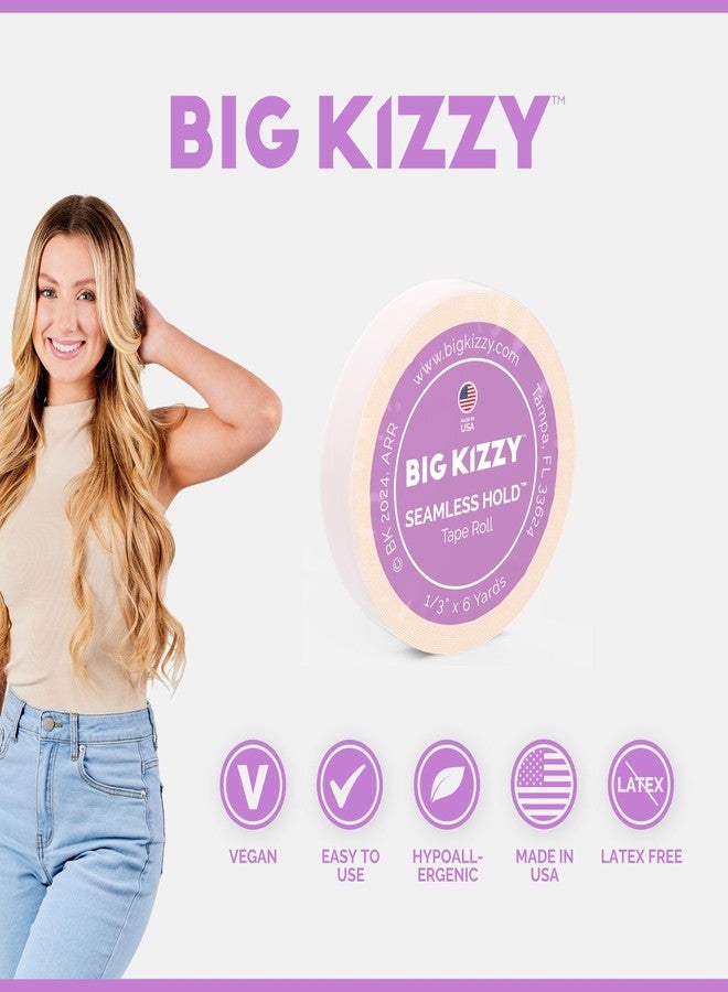 Big Kizzy Double Sided Tape in Hair Extension Tape Roll - Seamless Hold Tape Roll- .313" x 6 Yards - Strongest, Most Durable Replacement Tape, Made in USA, Medical Grade Adhesive - Image 2