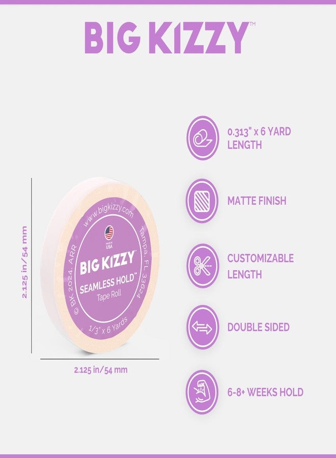 Big Kizzy Double Sided Tape in Hair Extension Tape Roll - Seamless Hold Tape Roll- .313" x 6 Yards - Strongest, Most Durable Replacement Tape, Made in USA, Medical Grade Adhesive - Image 3
