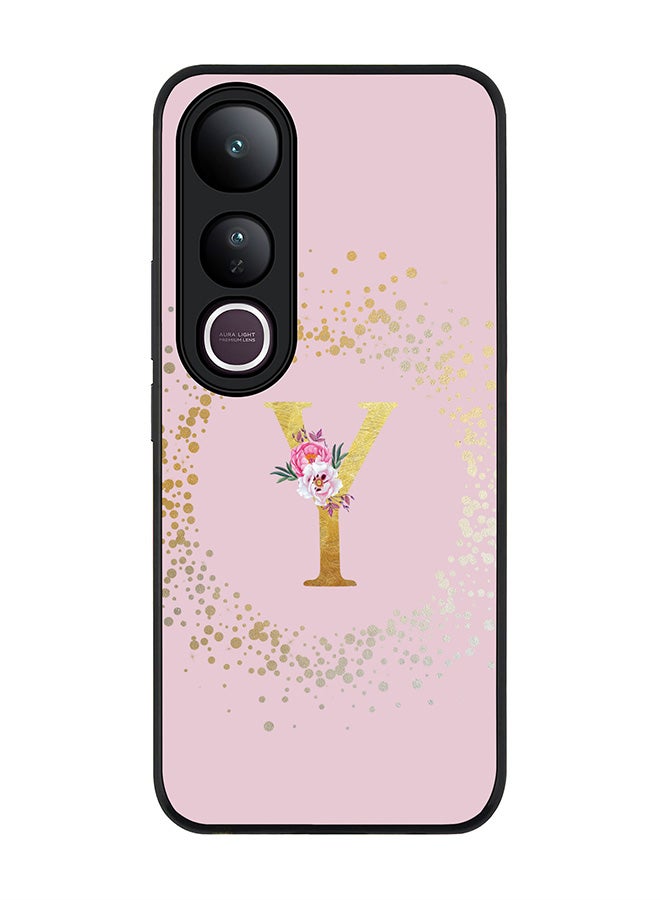 Stylizedd For vivo V50 Lite Case,Slim fit Camera Protection, Shockproof Thin Phone cover  - Custom Monogram Floral - Y  (Pink )