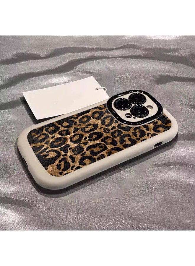 NIBEMINENT High End Leopard Print Protective TPU Case Cover For iPhone 15, White