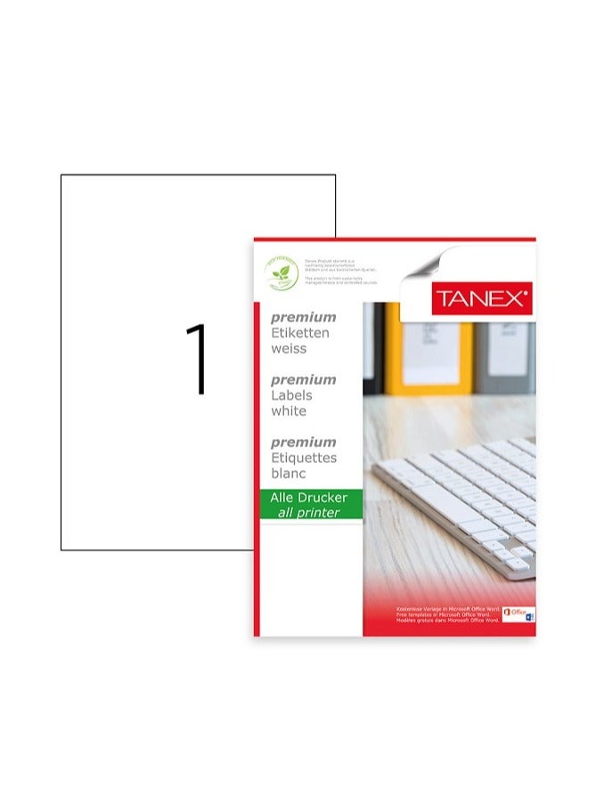 Tanex A4 Glossy White Self-adhesive Copy Paper 297 x 210 mm - Image 1