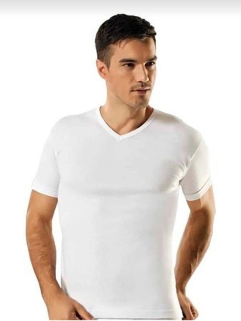 Yıldız Star 60 Men's Rib V Neck Short Sleeve Undershirt 12 Pieces  - Image 1