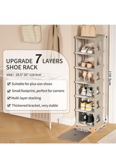 ARNOTEC Collapsible Shoe Rack - 7 Tier Shoe Storage and Organisation for Entryway, Assembly-free Shoe Shelf, Space-Saving Shoe Stand, Small Shoe Cabinet for Closet Hallway Dorm  - Image 3