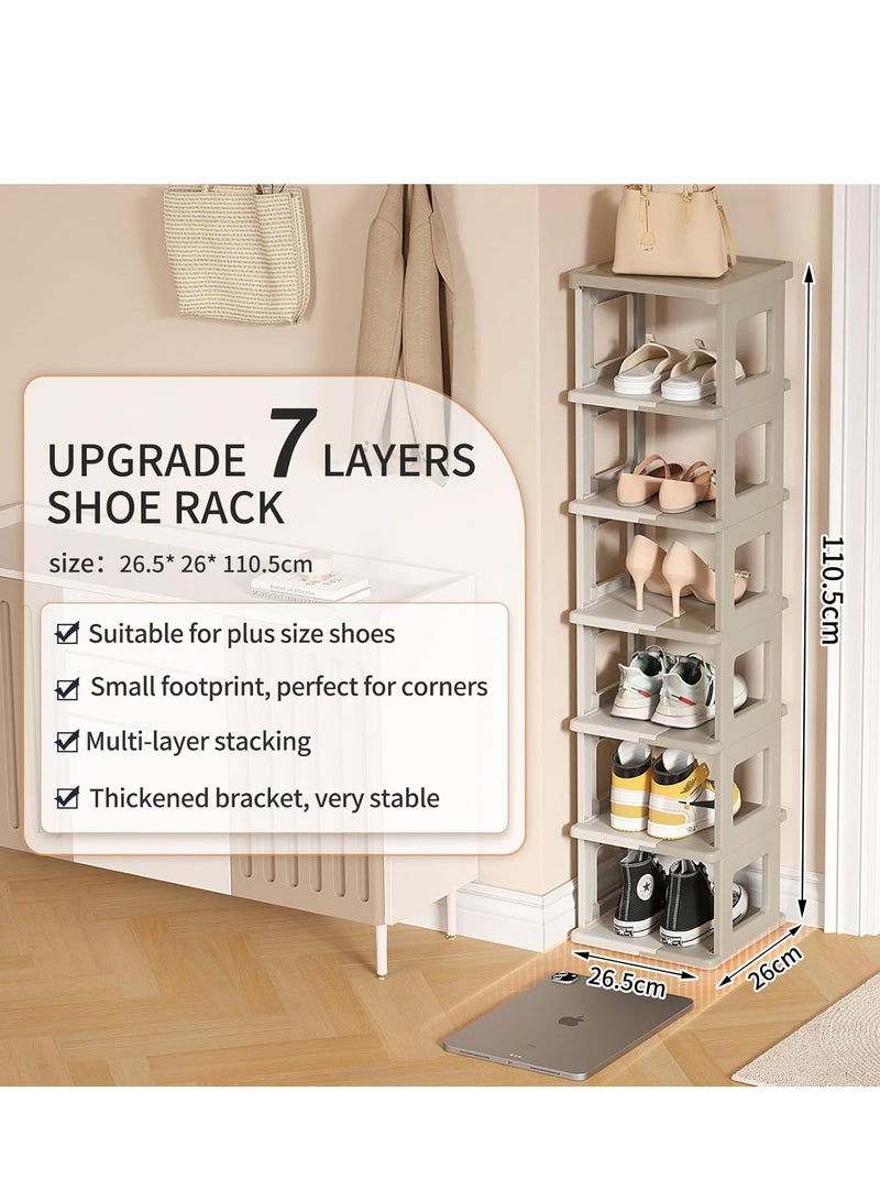 ARNOTEC Collapsible Shoe Rack - 7 Tier Shoe Storage and Organisation for Entryway, Assembly-free Shoe Shelf, Space-Saving Shoe Stand, Small Shoe Cabinet for Closet Hallway Dorm - Image 3