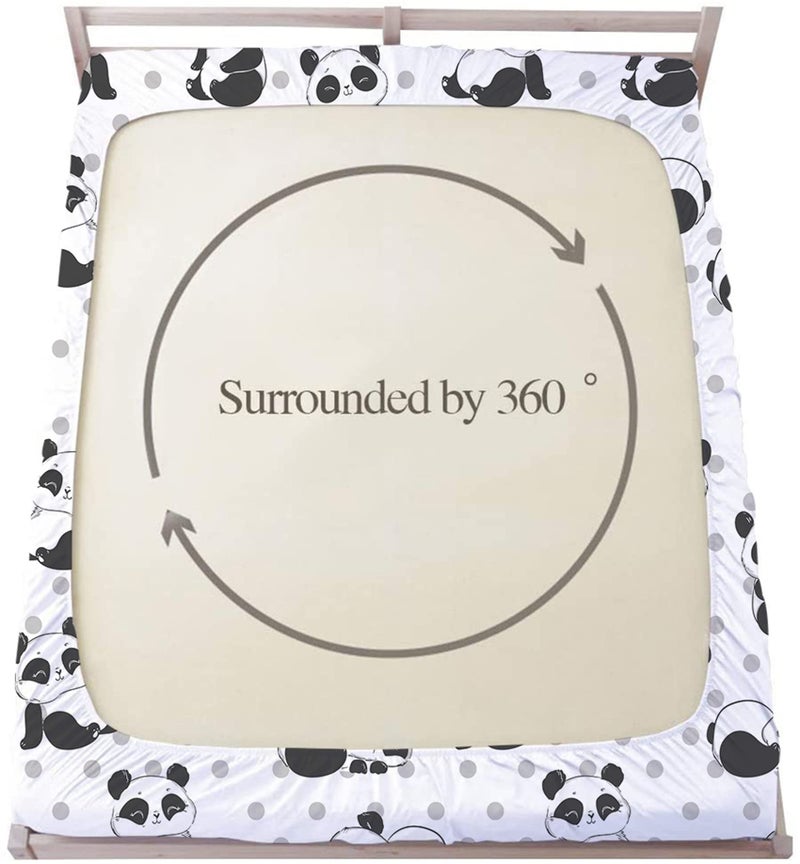 URLINENS Cute Panda Fitted Sheet and Pillowcase Twin Size, Polka Dot Lovely Panda Sheet Set for Kids Boys Girls Teens, Soft Microfiber Cartoon Animal Fun Bedding Decor 2 Piece Kids Bed Sheet - Image 4