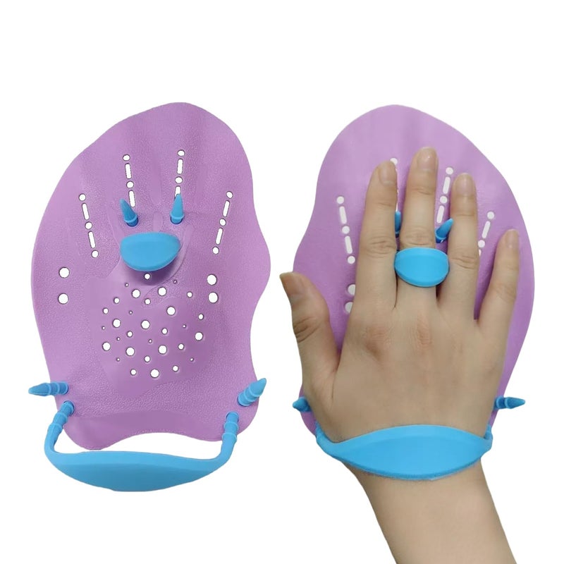 UCEDER Swim Paddles Hand ,Swim Training Hand Paddles with Adjustable Elastic Straps for Lap Swimming,Improve Speed, Form & Strength for Beginners & Skilled Swimmers (Purple, Child) - Image 1