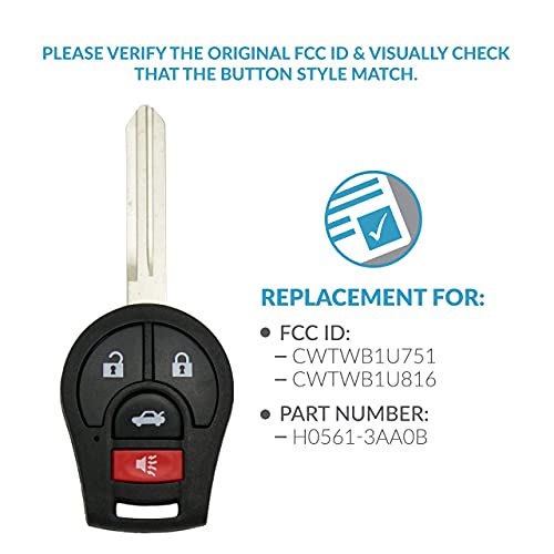 Keyless2Go Replacement for New Keyless Entry Remote Car Key for Nissan Sentra Vehicles That Use CWTWB1U816 - Image 4